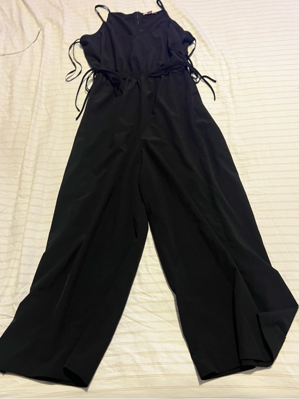 Calvin Klein Black Wide-Leg Cropped Jumpsuit with Spaghetti Straps